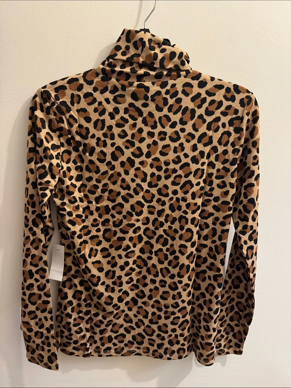 Ann Taylor Leopard Print Turtleneck Top - Tan/Black